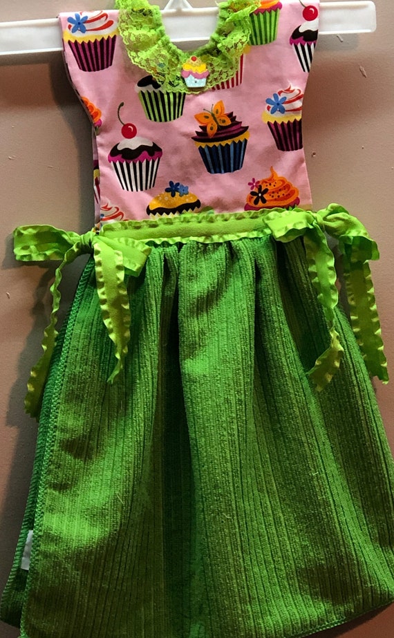 Hanging Kitchen Towel Dress, Cupcake Decor, Green Corduroy - Etsy Australia
