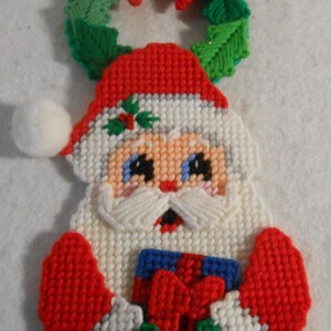 Plastic Canvas Santa With Present Door Holder