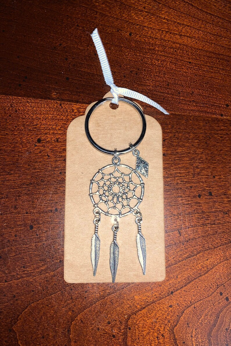 Silver Dreamcatcher Keychain 2 // Dream Catcher Keychain // Etsy
