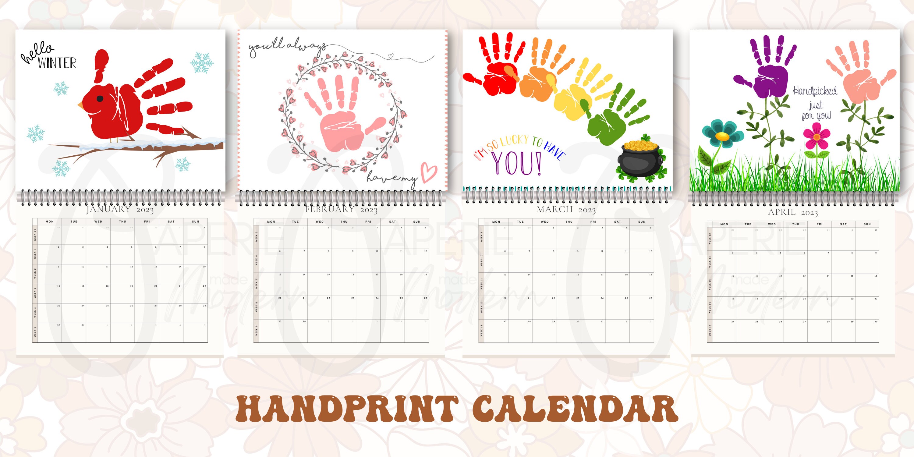Handprint Calendar 2023-memory Calendar - Etsy