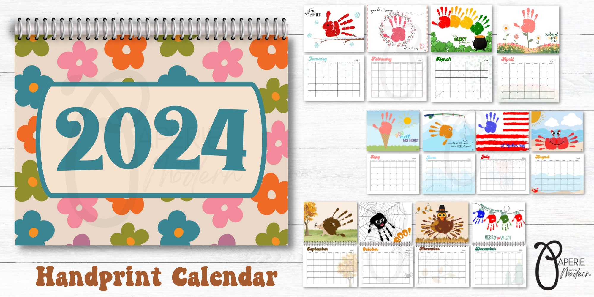 Handprint Calendar 2024-memory Calendar - Etsy
