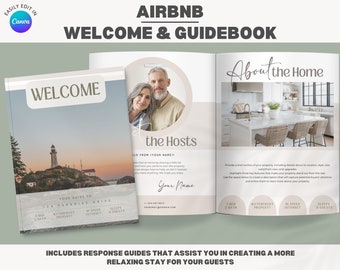 Beach Vacation Rental Welcome Book: Canva Template (Digital Download)
