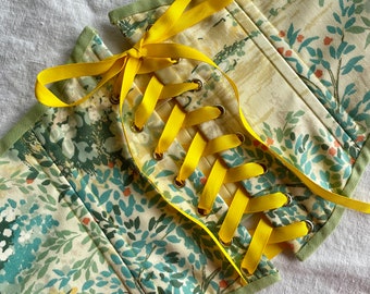 Ceinture corset florale prête à être expédiée, cadeau en tissu vintage pour serre-taille