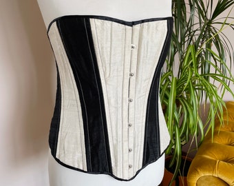 Black And Ivory Silk Victorian Corset