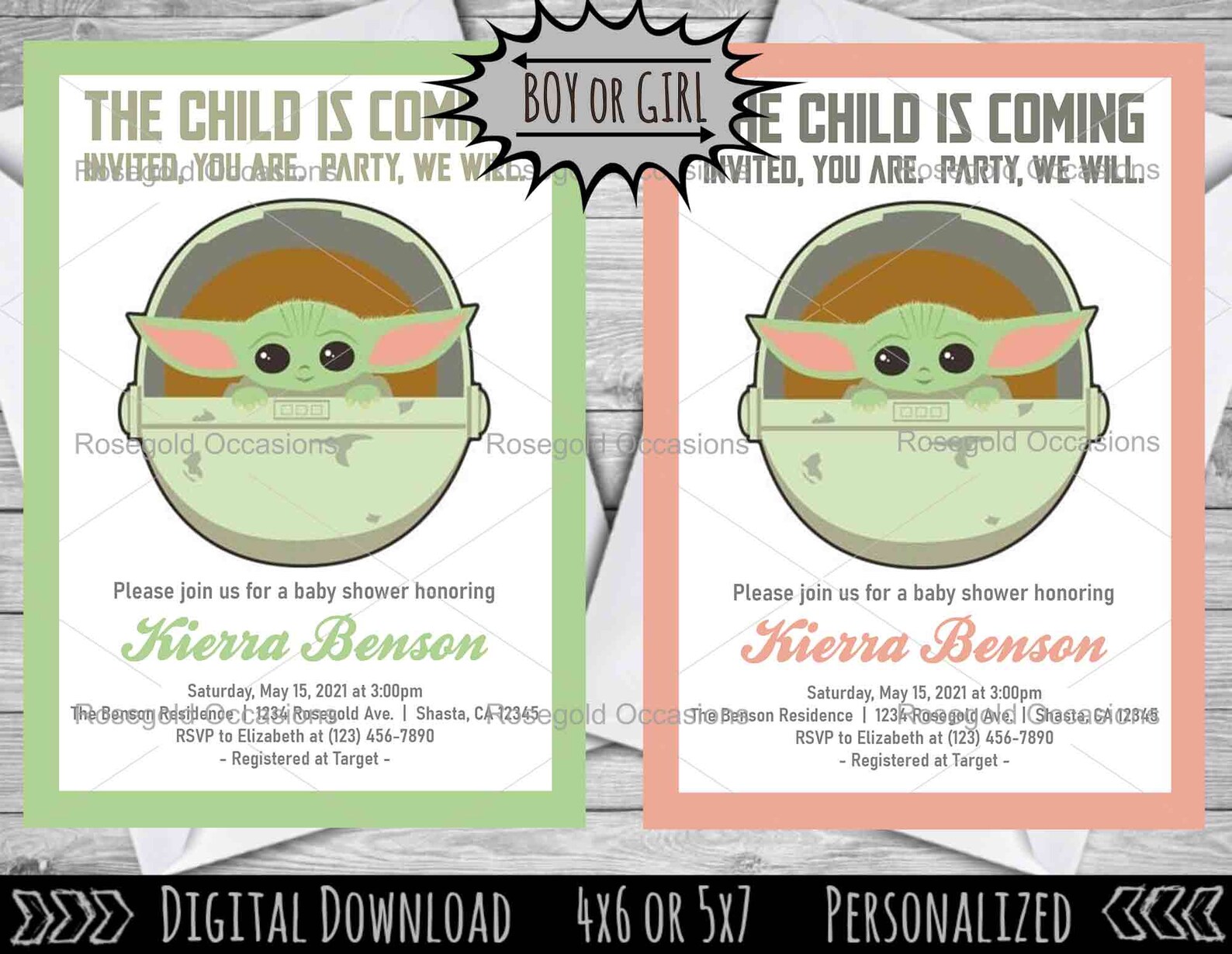 Baby Yoda Baby Shower Invitation Star Wars Baby Shower Etsy