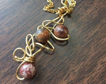 Jasper Stone Necklace | Wire Wrapped Necklace | Gold Necklace | Unique Necklace | Wire Wrap Jewelry | Gift for Her | Elegant Jewelry |