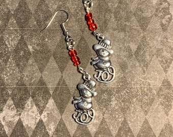 Boucles d'oreilles de bonhomme de neige pour Noel Boucles d'oreilles Joy (fr) Bijoux de Noel Boucles d'oreilles de Noel Bijoux de vacances Boucles d'oreilles de vacances (holiday Earrings) Bling festif