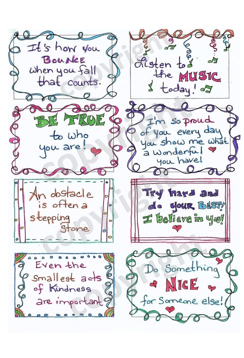 Set 2 // Lunch Notes // Lunch Box Notes // Kid's Lunch Notes // Notes for Your Child // Lunchbox Notes // Motivational Notes // Love Notes image 5