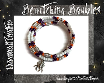 Pulseira de aranha de Halloween | Enfeites Enfeitiçantes | Pulseira com pingente de aranha | Joias de Halloween | Joias de bruxa | Pulseira de bruxa | Presente pagão