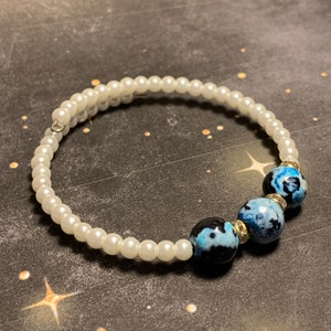 Blue and Pearl Cuff Beaded Bracelet | Statement Jewelry | Boho Jewelry | Elegant Jewelry | Unique Bracelet | Unique Gift Ideas | Gift