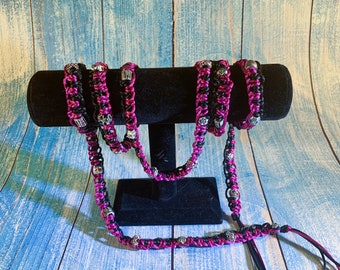 Fuchsia Black Handfasting Cord for Pagan Weddings | Unity Ceremony Cord | Viking Wedding | Celtic Wedding Accessories |