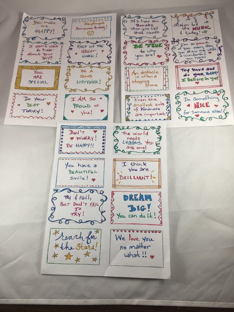 Set 2 // Lunch Notes // Lunch Box Notes // Kid's Lunch Notes // Notes for Your Child // Lunchbox Notes // Motivational Notes // Love Notes image 2