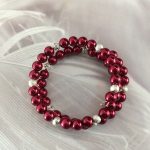 Red Beaded Bracelet | Vibrant Wire Wrapped Bracelet for Her | Stacking Bracelet