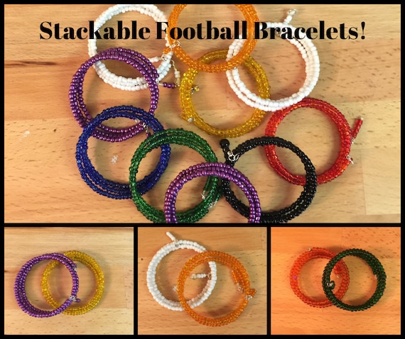 Stackable Bracelets Football Bracelets Game Day Fashion Game Day Jewelry  Beaded Jewelry College Football Jewelry Pick Your Color 