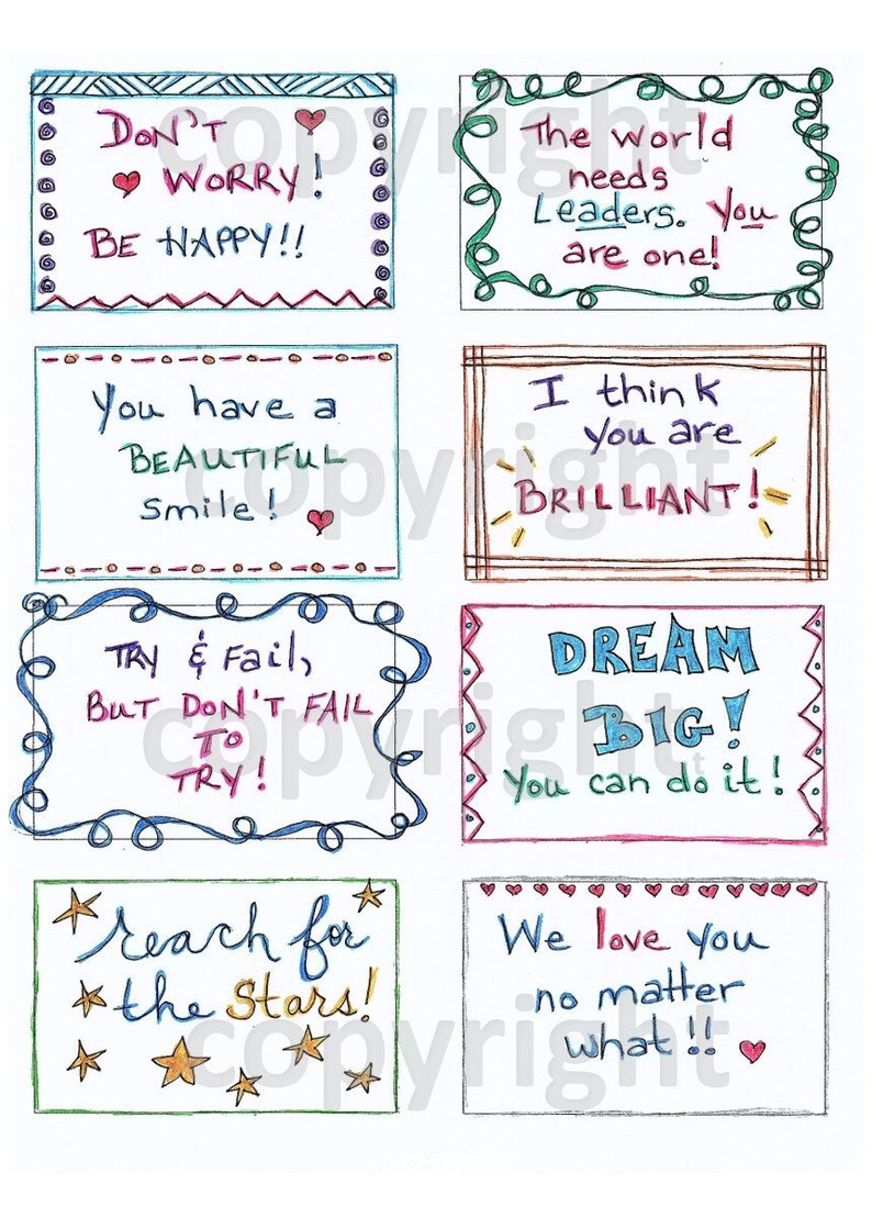 Set 2 // Lunch Notes // Lunch Box Notes // Kid's Lunch Notes // Notes for Your Child // Lunchbox Notes // Motivational Notes // Love Notes image 3