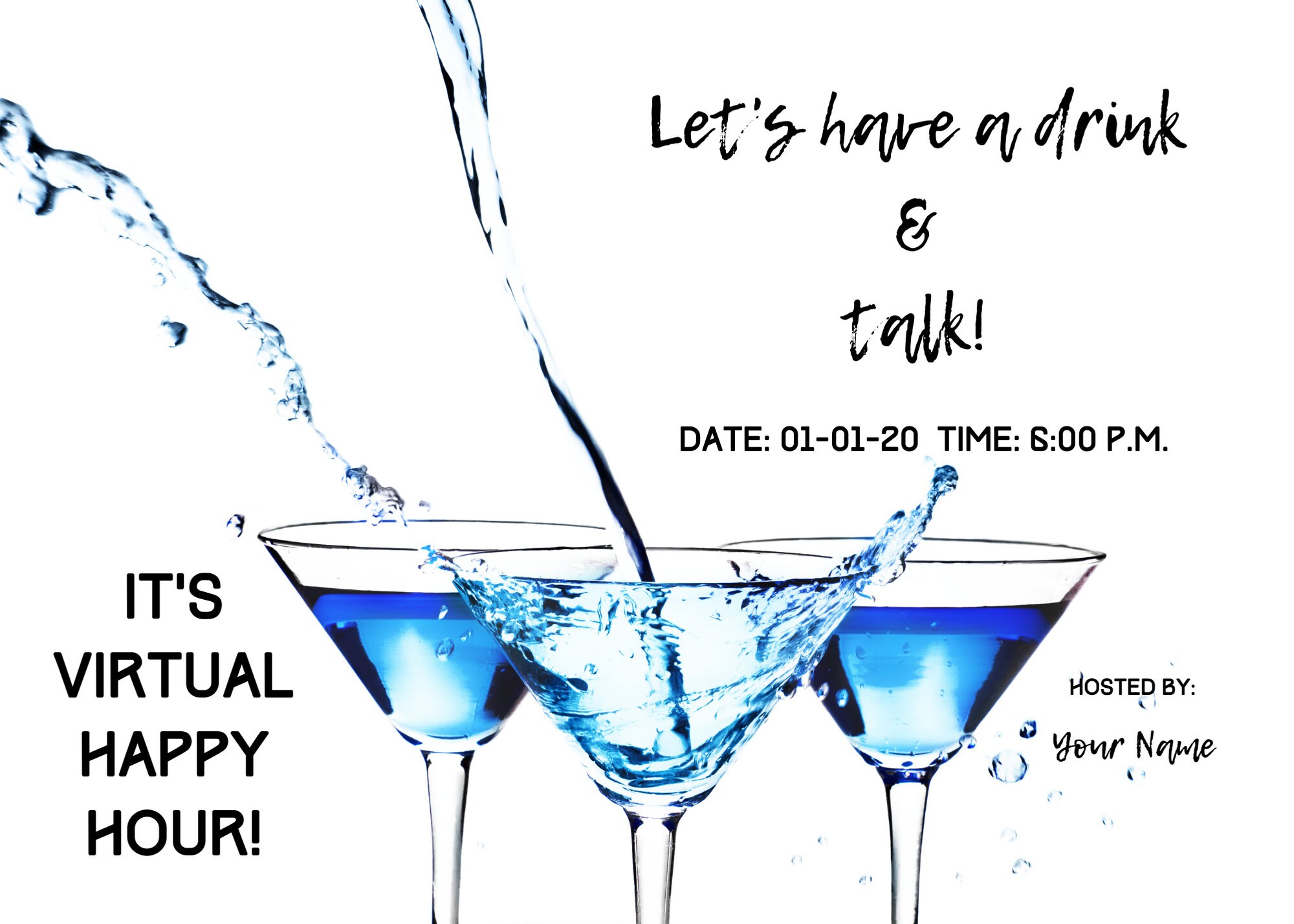 Virtual Happy Hour Digital Invitation Email Cool Invitations Etsy