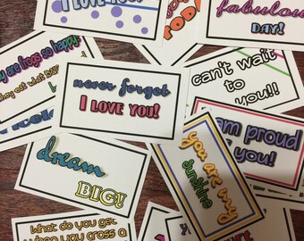 SET 2 - Mini Lunchbox Notes // Digital Lunch Notes // Lunch Love Notes // Kid Notes // Mini School Notes // Lunchbox // INSTANT DOWNLOAD