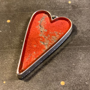 Red Heart Necklace Perfect for Valentine&#39;s Day, Anniversary, Birthday Gift | Wearable Art | Heart Jewelry | Red Jewelry | Painted Heart