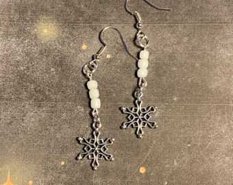 Snowflake Earrings for Holiday Spirit | Christmas Earrings | Snowflake Jewelry | Snowflake Charm Earrings | Holiday Bling | Festive Jewelry