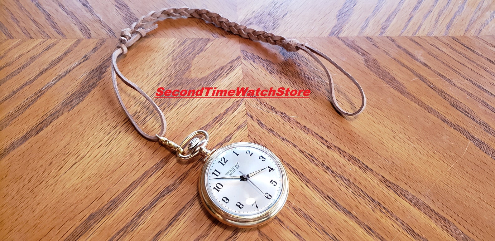 Light Brown Leather Braided Pocket Watch Strap Belt Loop to Etsy