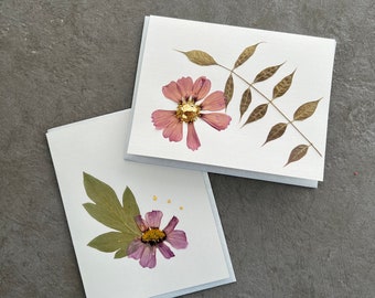 Handmade pressed flower notecard | floral greeting card | Mother’s Day card | preserved flowers artwork | thank you card | Get well soon