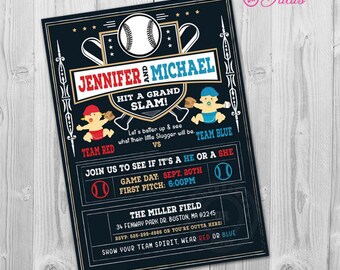 baseball gender reveal invitation sports batter up gender etsy