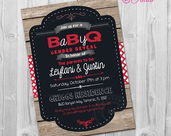BabyQ Invitation, Barbeque Reveal Gender Reveal Party Invitation Printable BBQ BabyQ Gender Reveal Invitation, Babyq Baby Shower