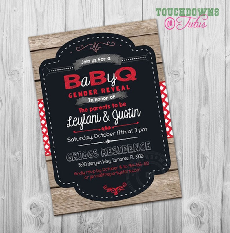 Babyq Invitation Barbeque Reveal Gender Reveal Party Etsy