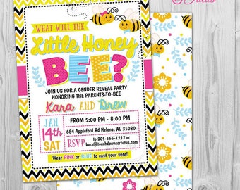 Gender Reveal Invitations Printable, What will it Bee Gender Reveal Invitation Little Honey Bee, What will it Be Gender Reveal Party Ideas