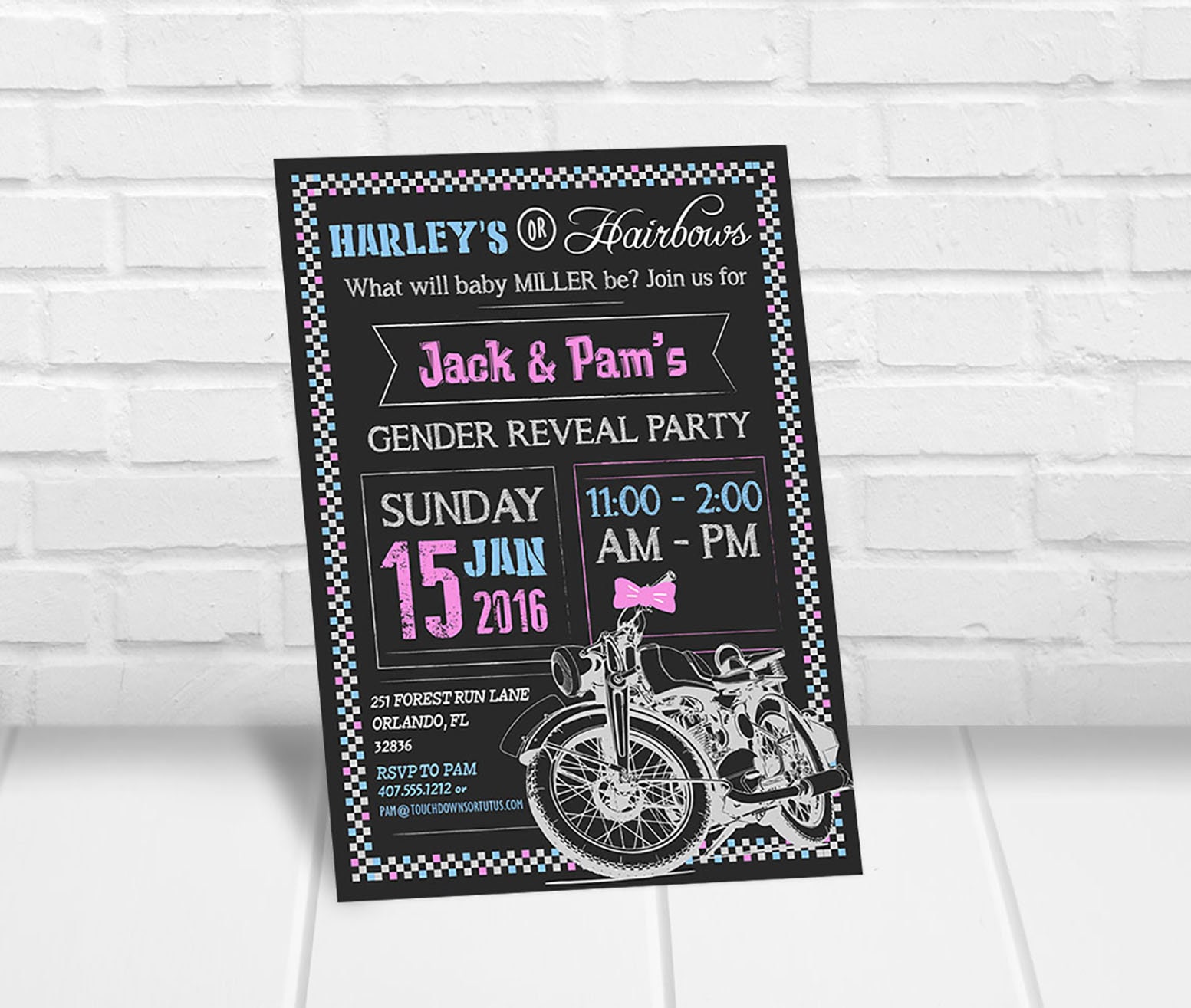 Motorcycle Baby Reveal Invite Printable Biker Gender Reveal Etsy