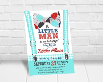 Little Man Baby Shower Invitation Printable Bowtie Baby Shower Invitation