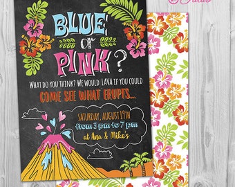 Luau Gender Reveal Invitation Hawaiian Gender Reveal Invitation