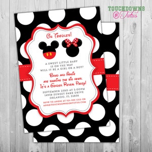 Minnie or Mickey Gender Reveal Invitation, Mickey or Minnie Gender Reveal Invitation, Printable Gender Reveal Invitation Baby Reveal Invites