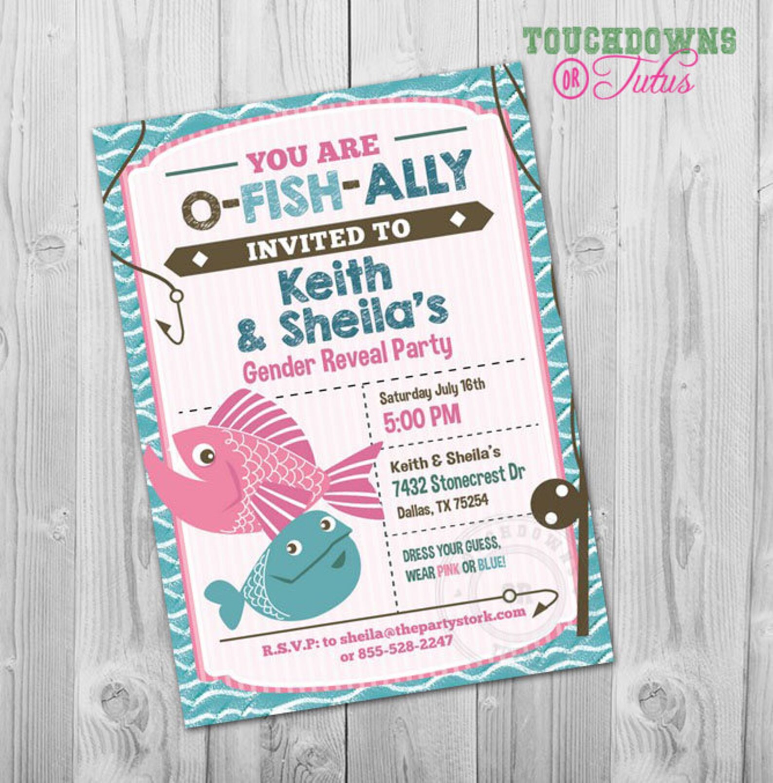 Fishing Gender Reveal Invitation Fishing Gender Reveal Party Etsy