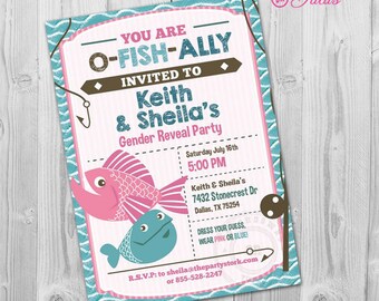 Fishing Gender Reveal Invitation Fishing Gender Reveal Party Invitation Fish, Fishing Gender Reveal Party Idea Printable Gender Reveal Cards