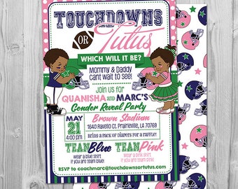 Touchdowns or Tutus Invitation / Football Gender Reveal Invitation / Touchdowns or Tutus Invites / Twin Baby Shower / Digital Download