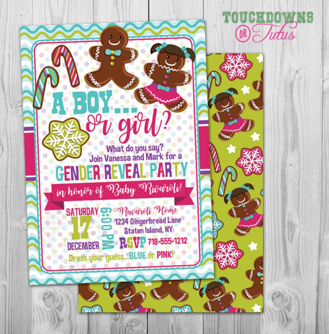 Christmas Gender Reveal Invitation Christmas Gender Reveal Party ...