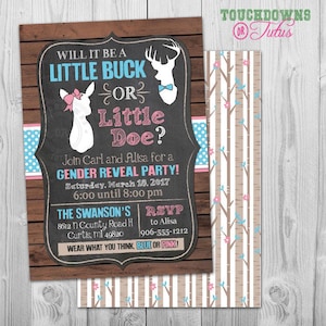 Buck or Doe Gender Reveal Party Invitation Hunting Theme, Buck or Doe Gender Reveal Invitation Printable, Deer Gender Reveal Invitation