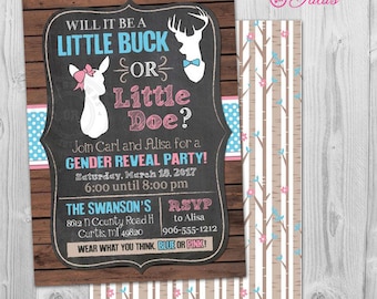 Buck or Doe Gender Reveal Party Invitation Hunting Theme, Buck or Doe Gender Reveal Invitation Printable, Deer Gender Reveal Invitation