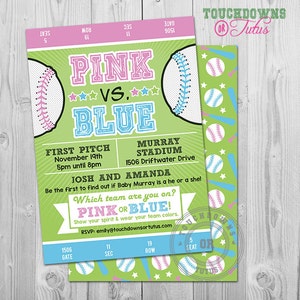Baseball Gender Reveal Invitation, Team Pink Team Blue Gender Reveal Invitation, Baseball Themed Gender Reveal Party Invitations Printable
