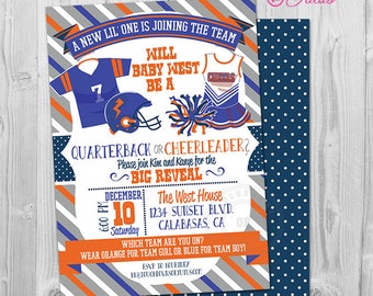 Football Gender Reveal Invitation, Football Gender Reveal Party Invitation, Printable  Quarterback or Cheerleader Gender Reveal Invite