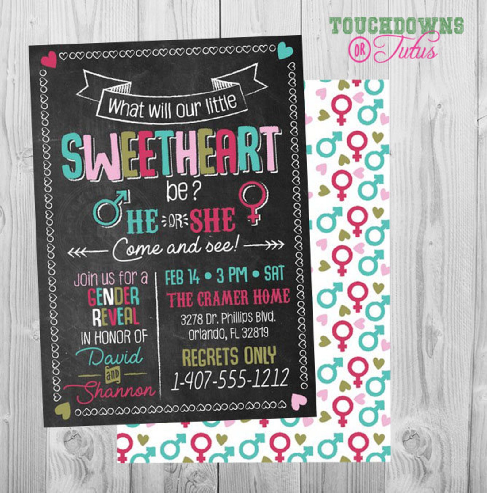 Valentines Gender Reveal Invitation Printable Little Etsy