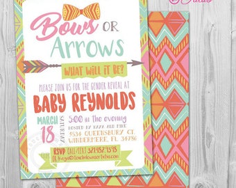 Bow or Arrows Gender Reveal Party invitations Printable Gender Reveal Cards Tribal Gender Reveal Party Invite Boho Gender Reveal Party Ideas