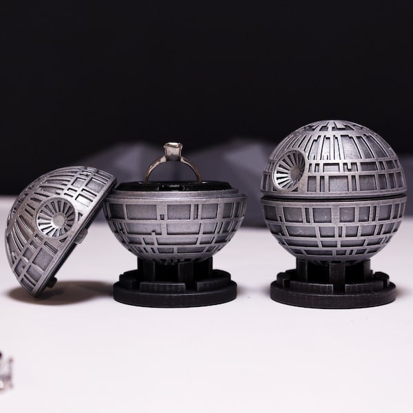 Black Star Ring Box - Sci Fi Wedding Proposal, Geeky Engagement