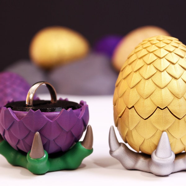 Dragon Egg Proposal Ring Box Game of Thrones Style - Geek Engagement or Wedding Ring Bearer Box - Nerdy Jewelry Case for Fantasy and GOT Fan