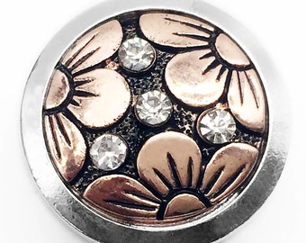 Floral Snap Button Charm: 18mm DIY Jewelry