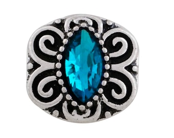 12mm Snap Button Charm: Teal Gemstone DIY Jewelry