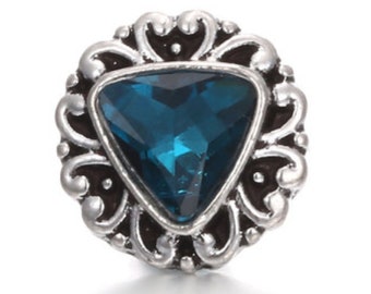 12mm Snap Button: Teal Triangle Charm, DIY Jewelry