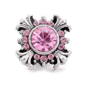 12mm Snap Button Charm: Pink Crystal DIY Jewelry
