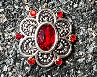 12mm Snap Button: Red Gem DIY Jewelry